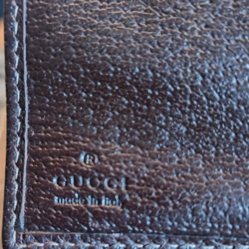 Gucci GG Abbey D Ring Continental Wallet Brown‎ Canvas Leather OS Vintage - Picture 10 of 11